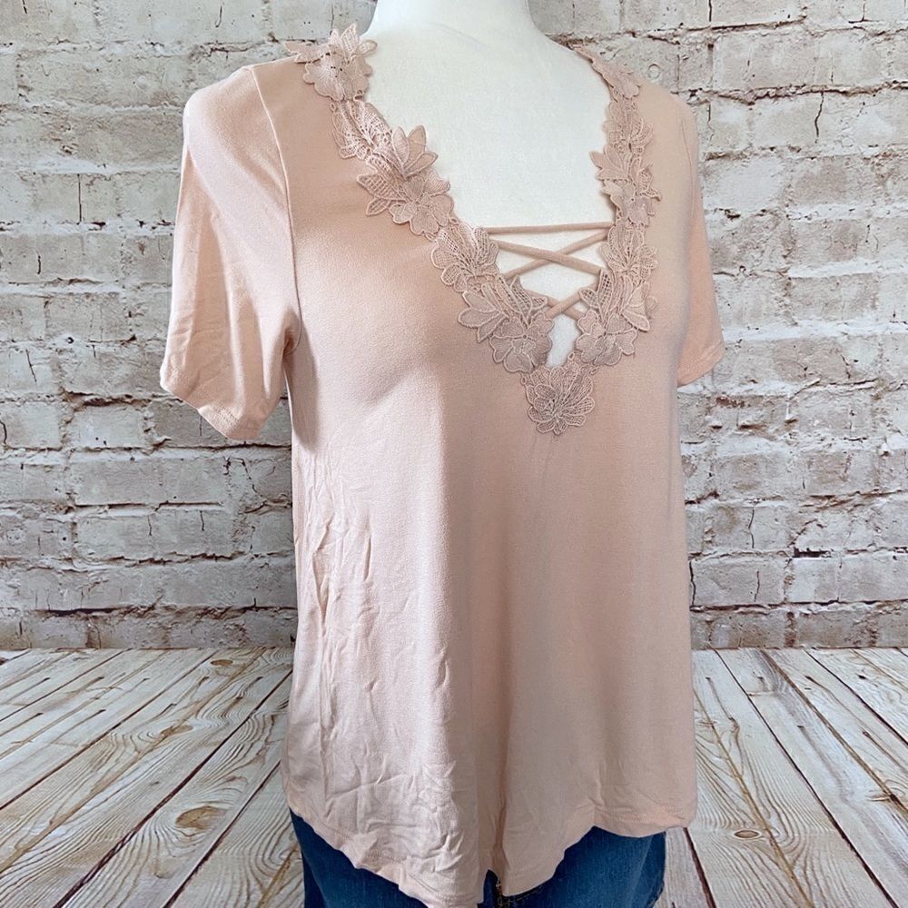TOPSHOP stretch floral appliqué top